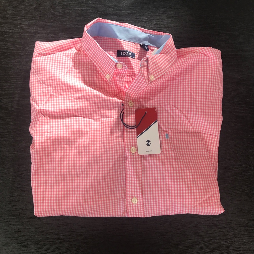 NWT Izod Men’s Seersucker Long Sleeved Shirt - L